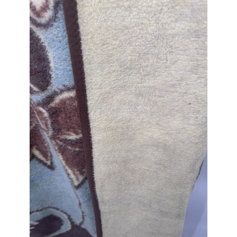 VTG Crown Crafts Vuteks Blue Brown Bear Reversible Throw Blanket 60 x 80 VGC